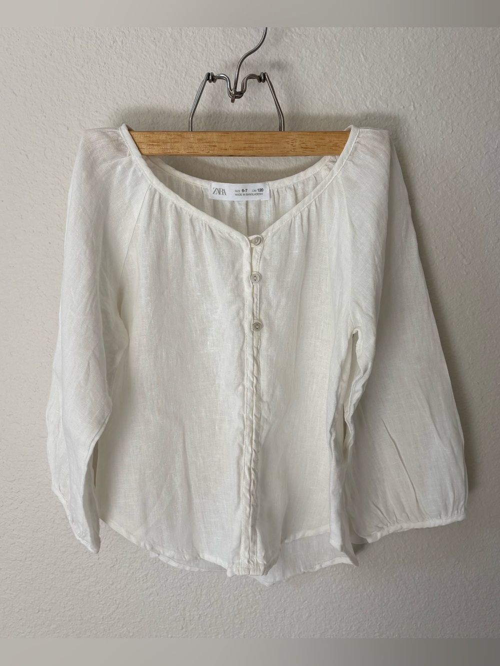Zara White Linen Blouse Size Size 6-7